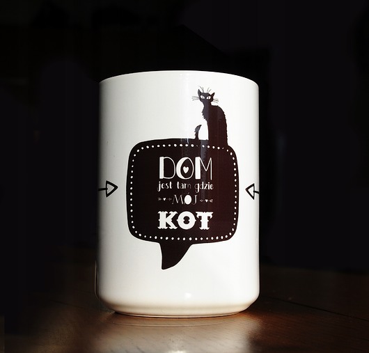 kubki Dom jest tam gdzie jest mój kot, kubek z kotem