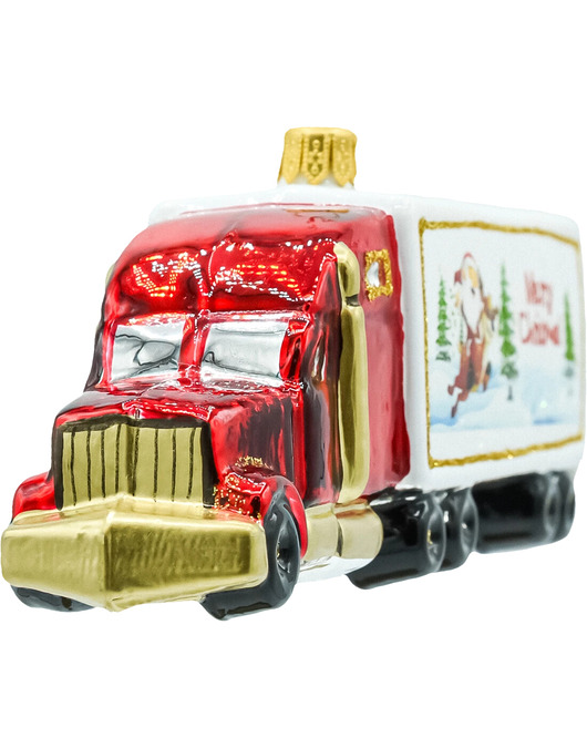 bombki Bombka choinkowa szklana ręcznie malowana: Ciężarówka Merry Christmas
