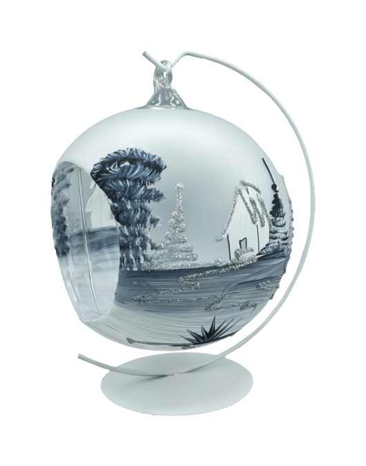 bombki Bombka Lampion ze stojakiem: srebro i biel