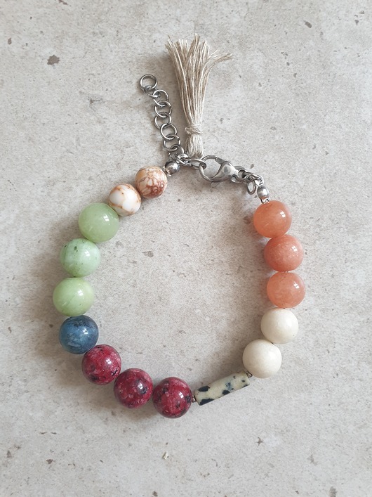 bransoletki z kamieni naturalnych Bransoletka BOHO ART jadeit, jaspis, bordo, rudy, krem, mięta