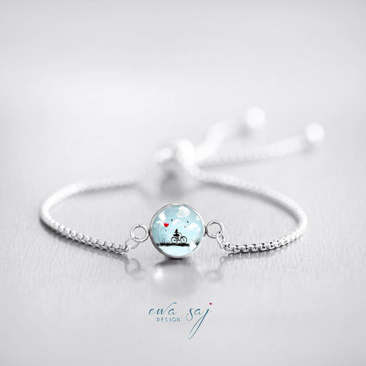 bransoletki ze szkła Star Girl Love Rower - stalowa bransoletka