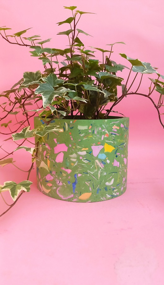 doniczki Osłonka na doniczkę, zielona doniczka, kolorowe lastryko