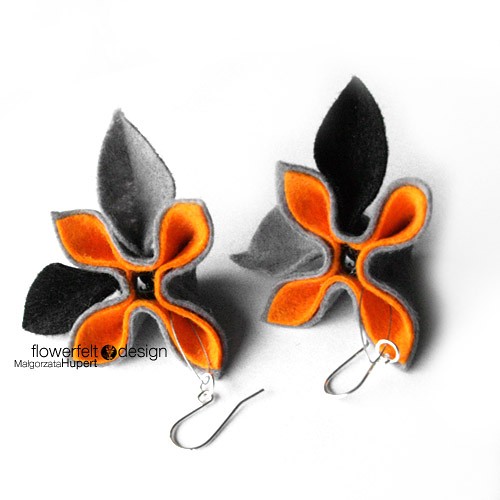 Grey orange black FlowerFelt Design