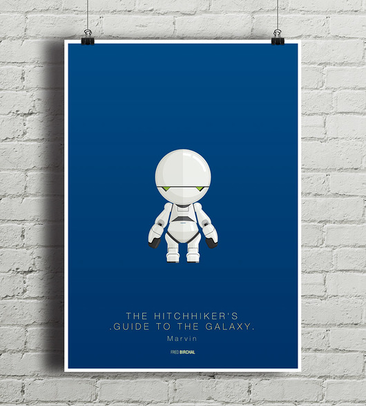 Marvin - Autostopem Przez Galaktykę - plakat A4 minimalmill