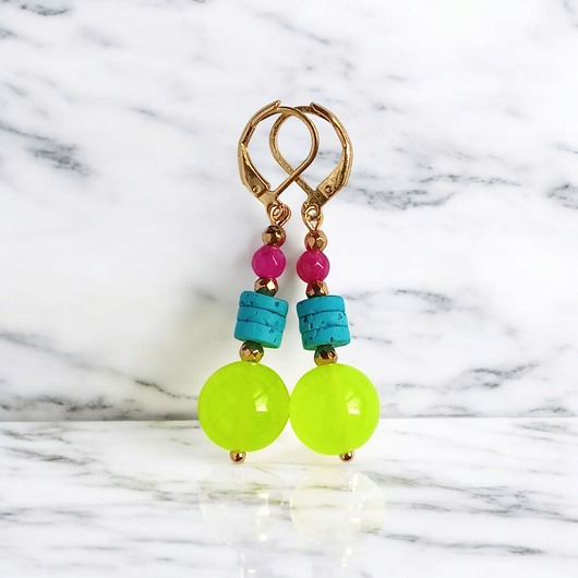 kolczyki z kamieniami Kolczyki : FLUO summer collection :: 5cm