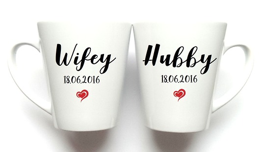 KUBKI ŚLUBNE Latte WIFEY/HUBBY FarrowDesign