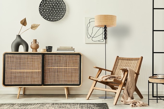 lampy podłogowe Elegancka lampa stojąca do salonu w stylu boho BERMUDY BOHO