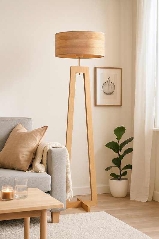 lampy podłogowe Lampa stojąca drewniana w stylu skandynawskim BALI ECO