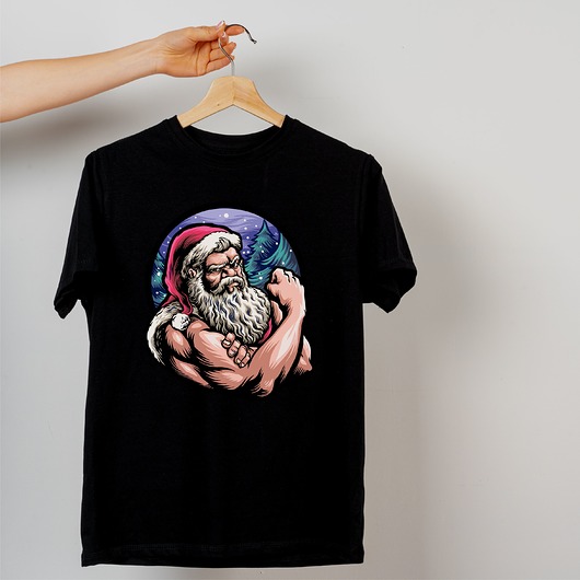 t-shirty męskie Koszulka organiczna z nadrukiem Santa strong