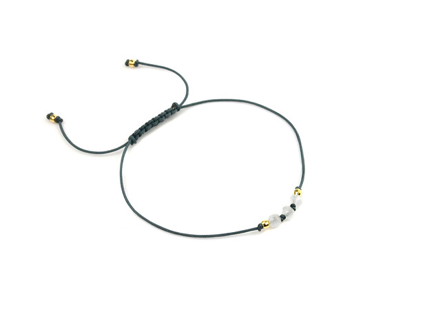 Bransoletka Kamień Księżycowy Sznurek złoto  Brazi Druse Jewelry