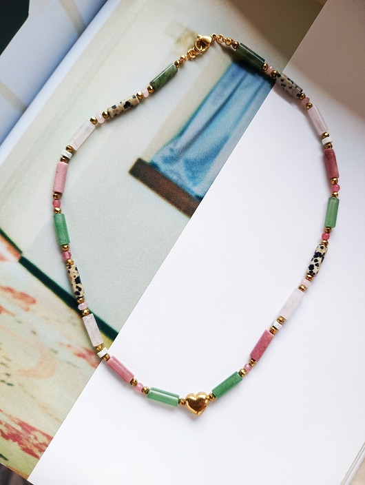 chokery Green pastel heart