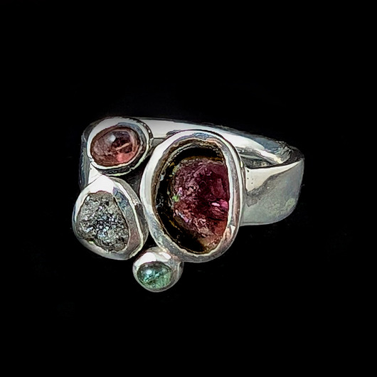 pierścionki srebrne Pierścionek Cukiereczki - turmaliny i diament