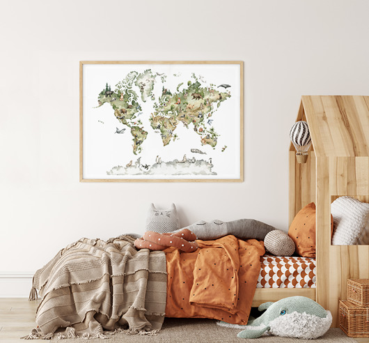 obrazy i plakaty do pokoju dziecięcego Plakat Mapa Świata