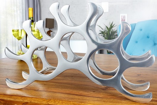 Stojak na wino Flame srebrny 10 butelek 48cm Home Design