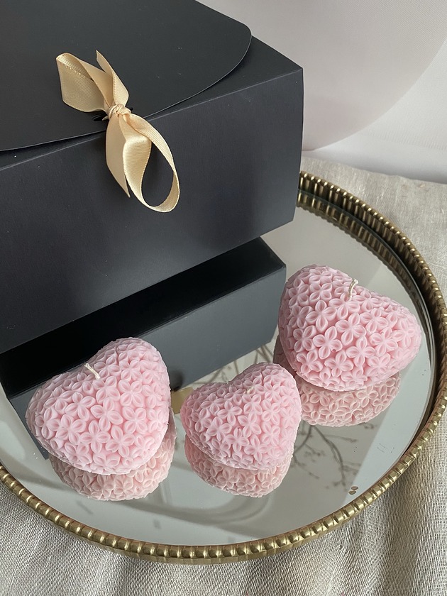 świeczniki i świece Zestaw prezentowy serduszka świece ekologiczne sojowe