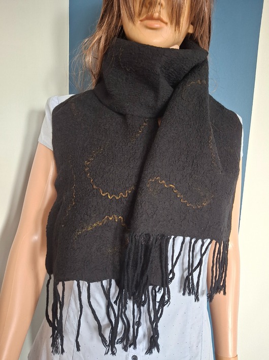 szale damskie Szalik filcowany czarny
