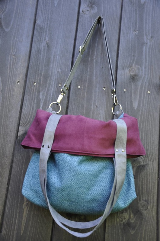 torby na ramię Torba na ramię-color block-turkus,oberżyna,szary