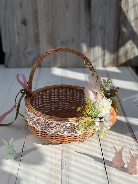 koszyki wielkanocne Wielkanocny koszyczek na święconkę, koszyczek z dekoracją