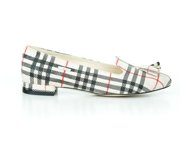 BALERINKI W SZPIC MODEL 045 BEŻOWA KRATKA Zapato