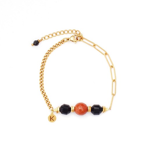 bransoletki z kamieni naturalnych Bestseller! Bransoletka Dubaj z Piaskiem Pustyni Pozłacana stal szlachetna