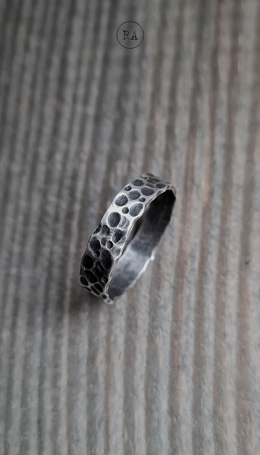 biżuteria męska SREBRO masywna obrączka DOTTY oksydowana