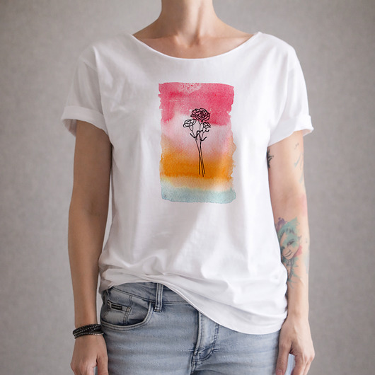 t-shirt damskie Trzy kolory goździki Biały Oversize