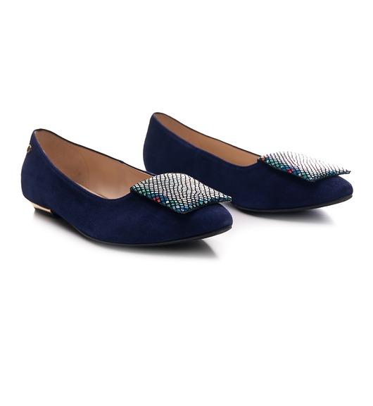 baleriny damskie Baleriny ze skóry naturalnej zamszowej (6713)