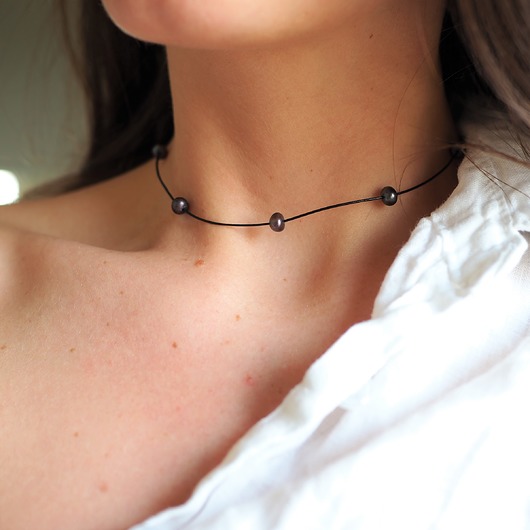 Naszyjnik z czarnymi perłami Black Moon MEIKA PEARLS