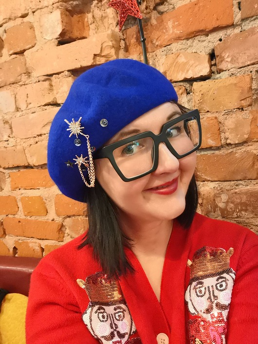 czapki damskie Beret kobaltowy