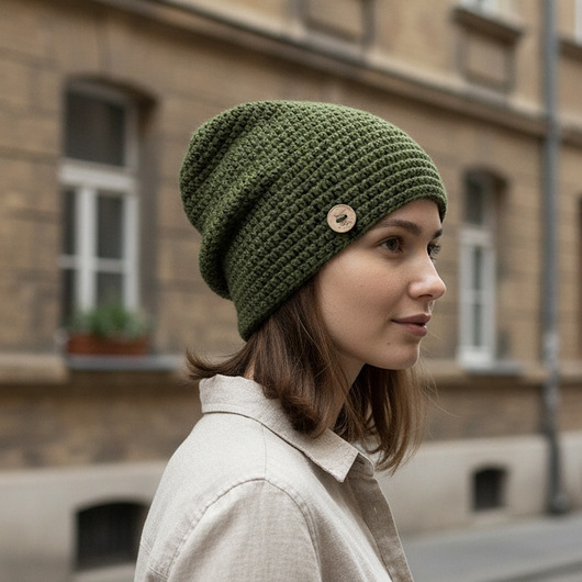 czapki damskie Czapka całoroczna przejściowa cienka bawełna s/m unisex khaki