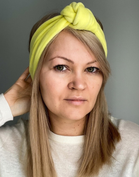 opaski do włosów Opaska z supłem welurowa żółta