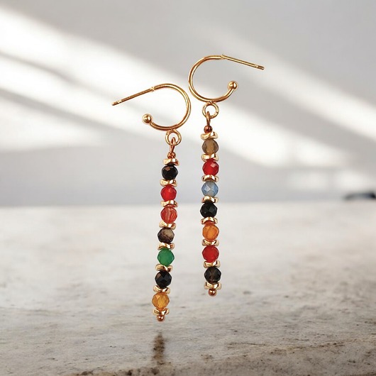 kolczyki z kamieniami Jesienne patyczaki : długie kolczyki : agat, ozdobne sztyfty