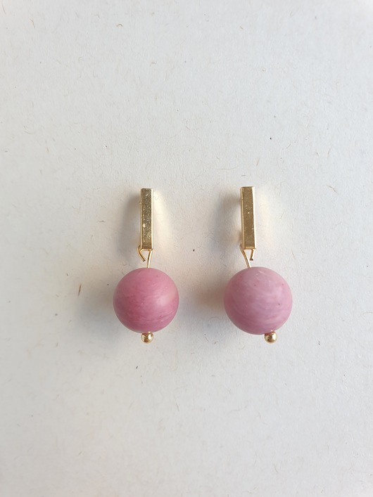 kolczyki z kamieniami Kolczyki PATYCZKI rodonit kulka