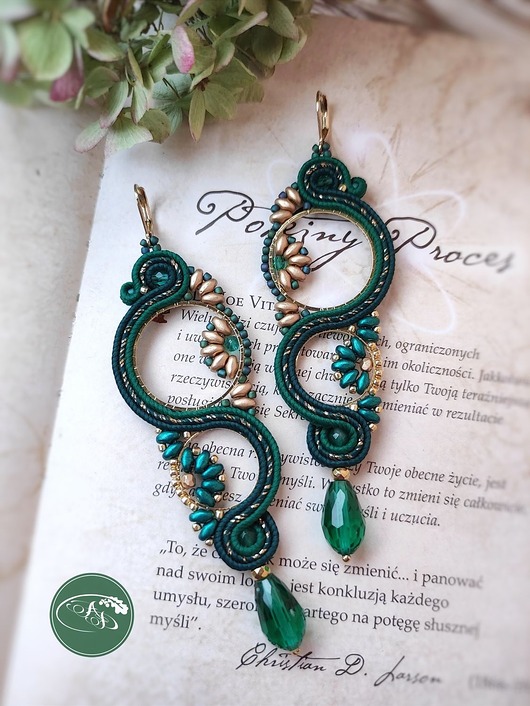 kolczyki soutache Cocoloco Medium zielone kolczyki sutasz