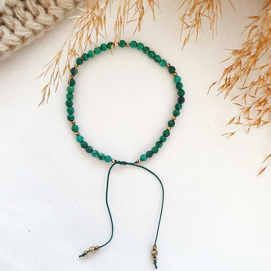 butelkowo zielona bransoletka z malachitem LEI handmade 