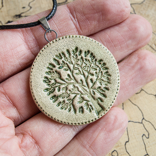 naszyjniki - inne Naszyjnik ceramiczny z motywem drzewa