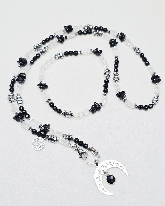 naszyjniki - inne Naszyjnik Lunula z Czarnym  Turmalinem