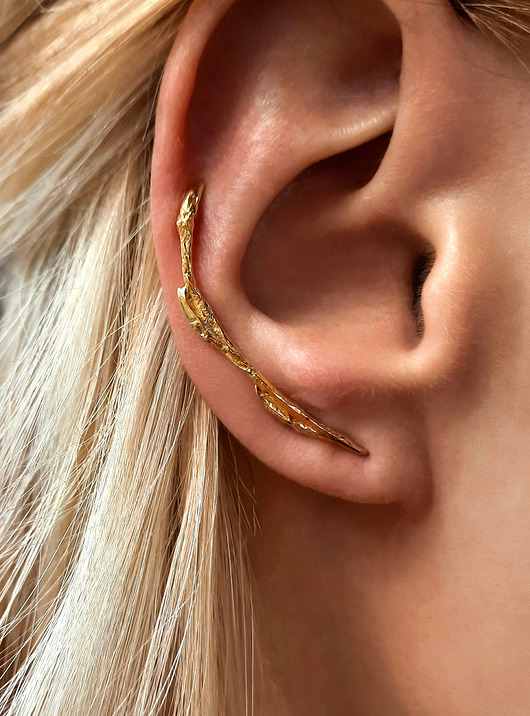 nausznice Kolczyk- nausznica GAŁĄZKA gold -srebro pozłacane, prawe ucho nausznice