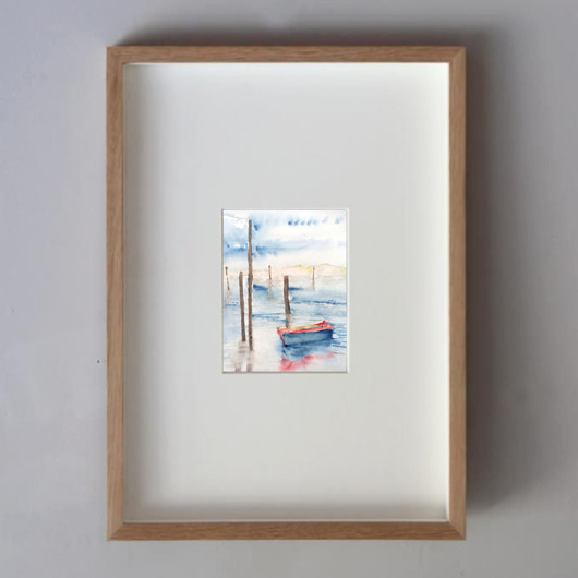 obrazy Akwarela Trondheim Norwegia oryginalny obraz A5 21x15 cm