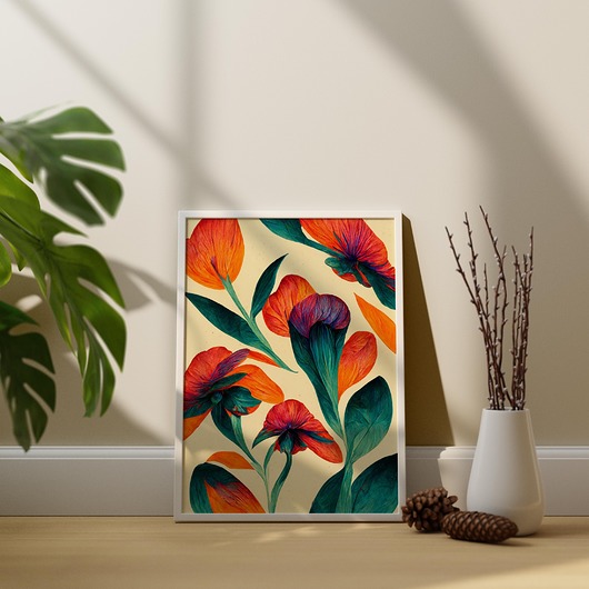 plakaty Plakat Pomarańczowe Kwiaty