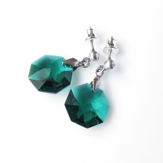 Szmaragdowe ośmiokąty kryształ Swarovski Black Diamond