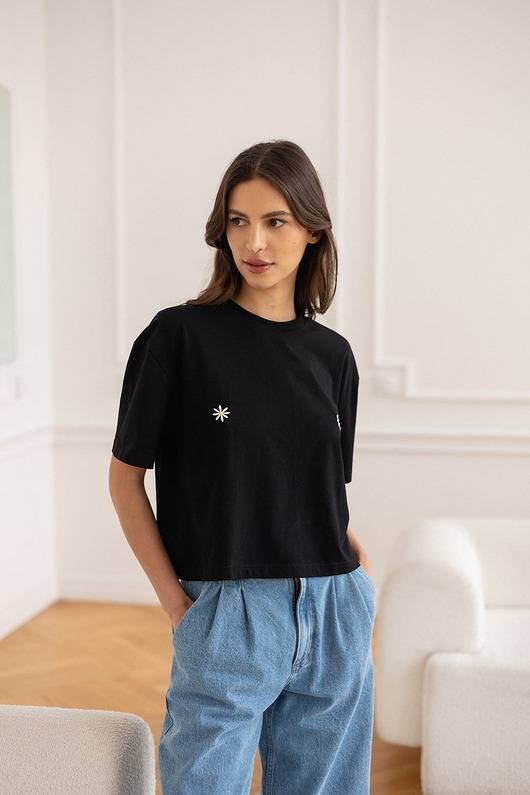 t-shirt damskie T-shirt Crop-Voila Biały Usta