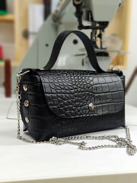 torby na ramię Torebka mini z czarnej skóry naturalnej