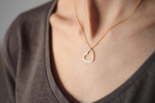 16k Gold Plated Open Heart Necklace #2 Le Boho Bleu