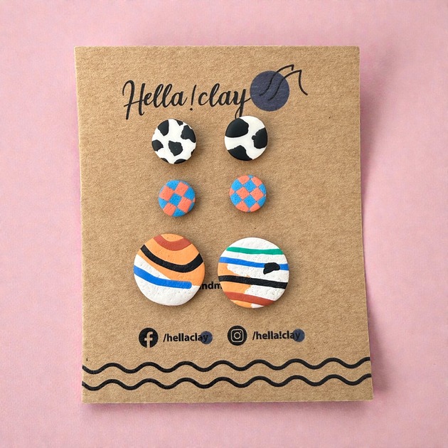 kolczyki z masy plastycznej Minikolczyki 3pack