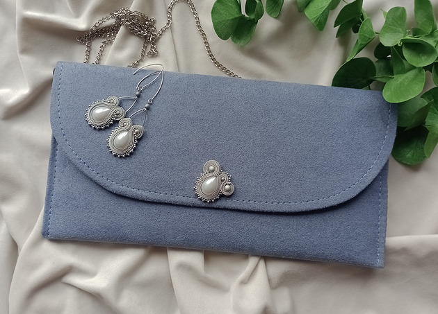 kopertówki Zgaszony niebieski błękit komplet kolczyki torebka crossbody