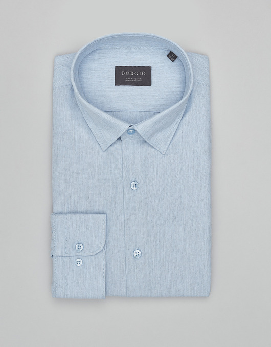 koszule męskie Koszula flero 00618 długi rękaw błękit classic fit