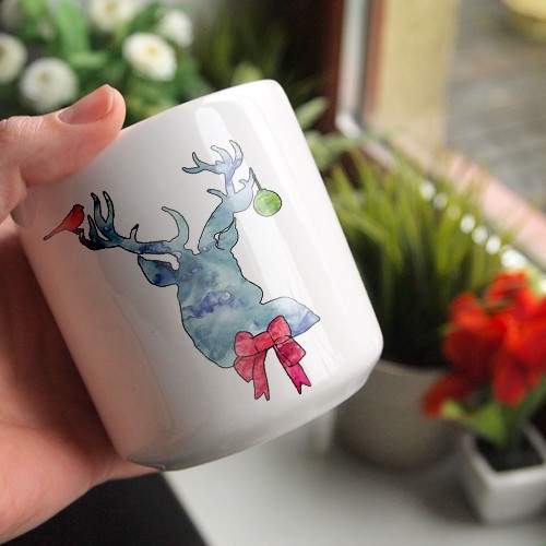 Jeleń bombka Kubek Serce uszko ONE MUG A DAY