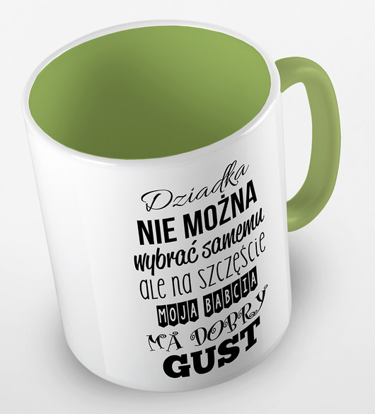 kubki Kolorowy kubek z hasłem BABCIA JMA DOBRY GUST - mix kolorów