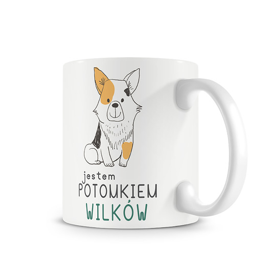 kubki Kubek z psem. Jestem potomkiem wilków
